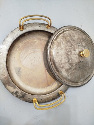 Silver-plated covered tray used