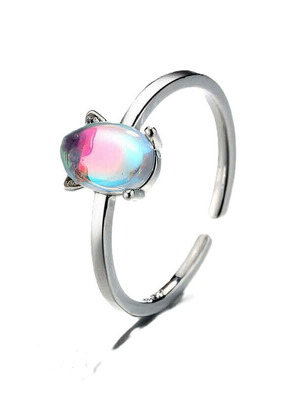 Women's delicate ring with moonstone new, silver plated