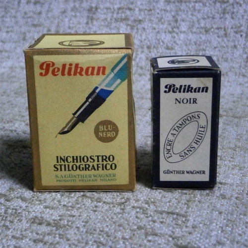 Pelikan Blue-Black and Pelikan Black Germany ink set, new with box, vintage