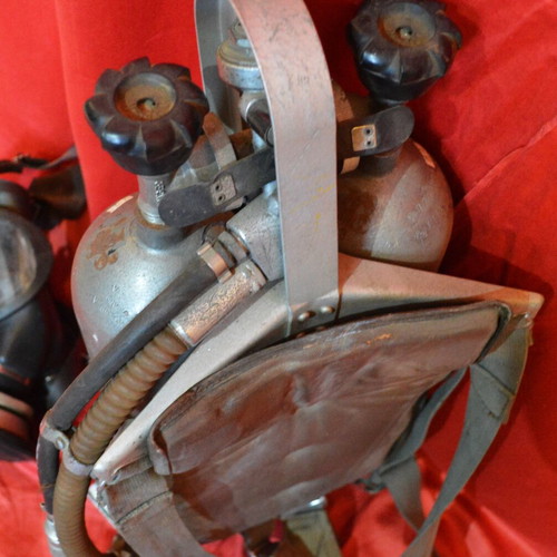 Oxygen bottles with mask and fire hose, like new