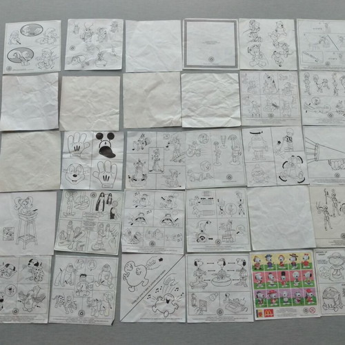 McDonalds Happy Meal Paper Inserts 30pcs used, 90s vintage