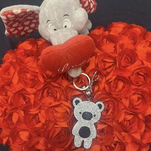 Romantic gift set elephant love with heart pillow and teddy keychain like new