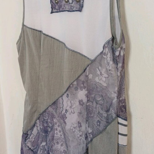 Vintage Patchwork Mini Dress/Tunic C'Fait Pour Vous like new, gray and purple