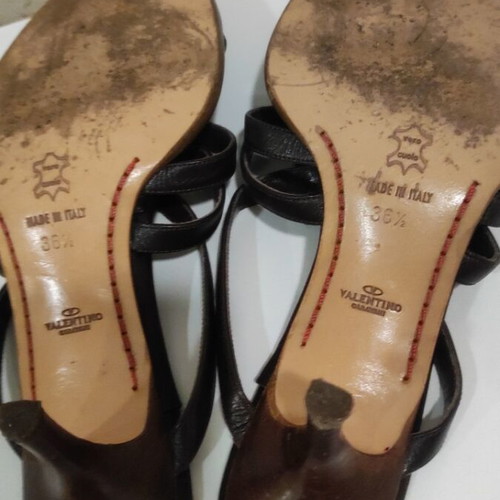 Women's heeled sandals, 7 cm heel height
