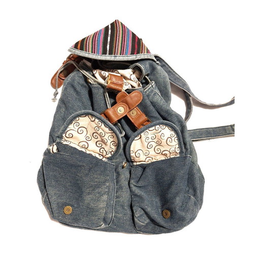 Vintage denim backpack used