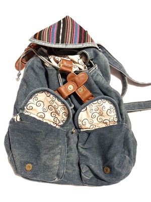 Vintage denim backpack used