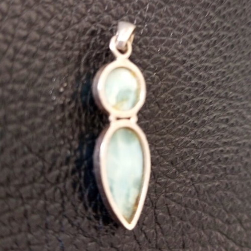 Silver necklace with larimar energy crystal new, turquoise