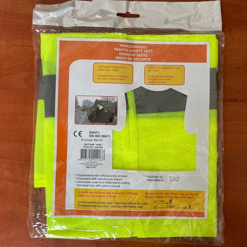 Safety vest with reflective strips new, yellow