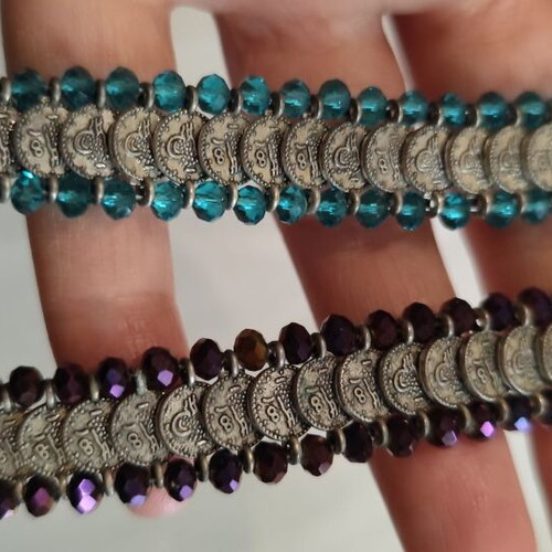 Vintage bracelets used, purple and turquoise, set of 2