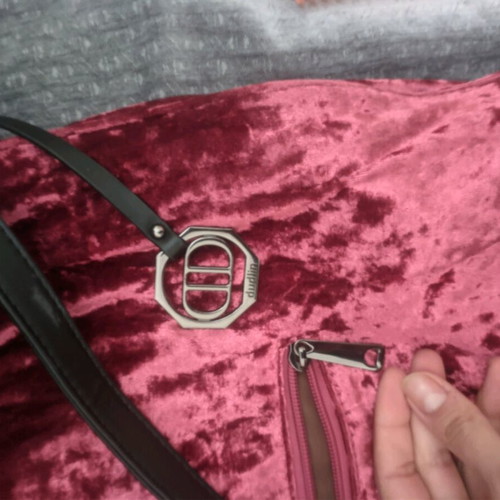 Velveteen bag with studs like new, missing two black studs