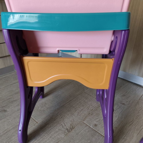 Montessori desk with drawing board and stool 2 in 1, purple-pink