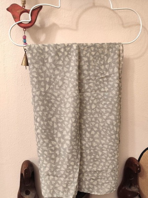 Scarf new with hearts white and gray, lightweight fabric