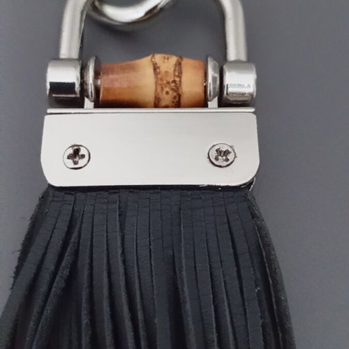 Leather necklace with silver chain new, black