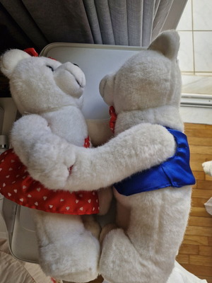 Plush teddy bears with battery like new, sing and dance