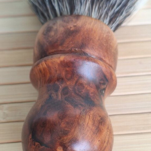 Elite Razor Amboyna Burl Shaving Brush like new, handmade USA