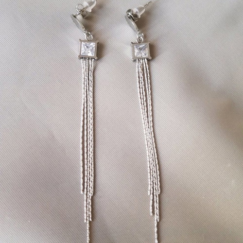 Stainless steel earrings new with zircon and chains
