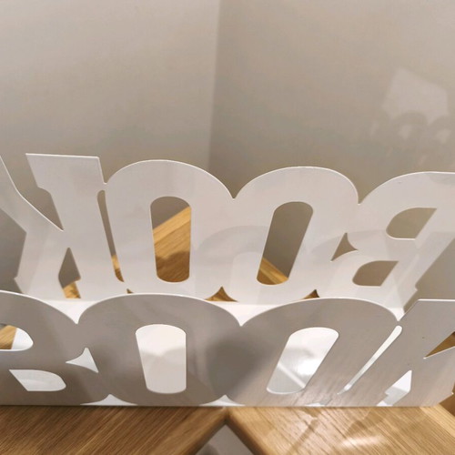 Metallic white newspaper magazine holder like new