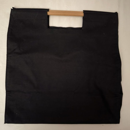 Tote bag like new, black canvas with wooden handles