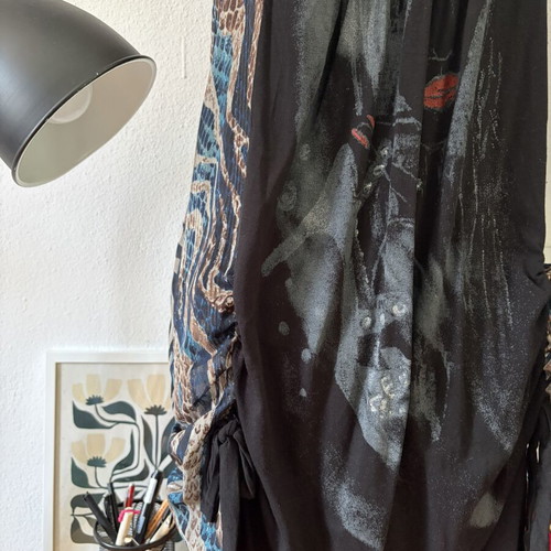 Paranoia mini dress size L like new, black with blue leopard print