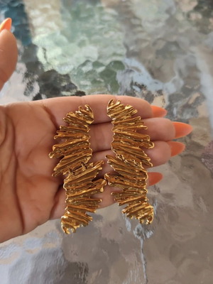 Statement earrings gold stainless steel 316L new by Άπεφθον