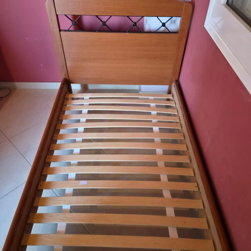 Single bed with orthopedic slats and bedside table, used, 190x90 cm