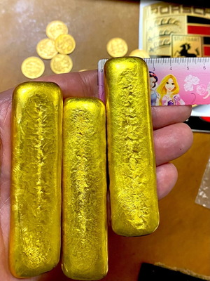 Gold bars new with 24k gold plating 8x2.5cm, 180g