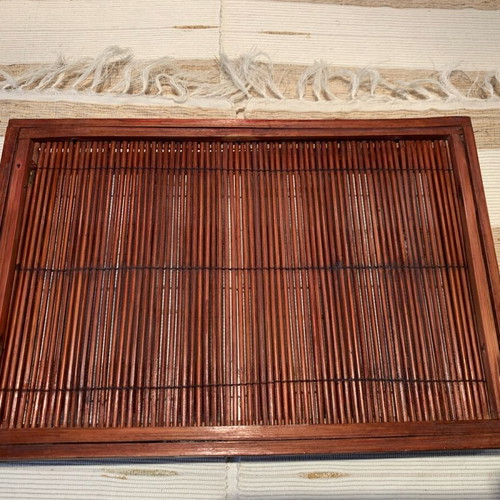 Handmade wooden serving tray new, rectangular, warm rust color