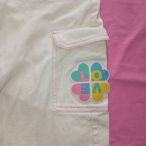 Billieblush girls' cargo pants used, beige with pink details, size 6 years