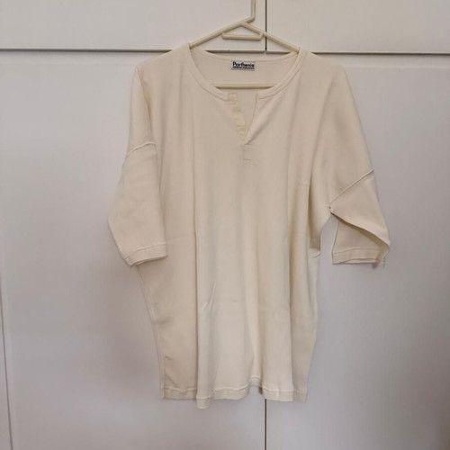 Parthenis Cream Ribbed Cotton Top like new, one size