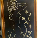 Embroidery artwork with silver thread 79×52
