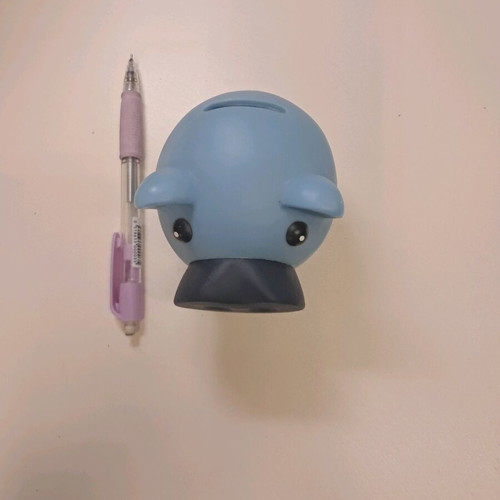 Children's piggy bank used, plastic, blue