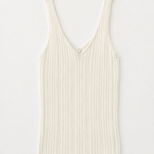 Only sleeveless knitted summer top L ivory V-neck