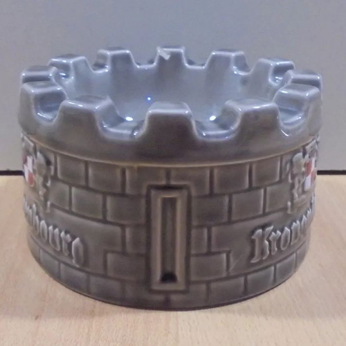 Kronenbourg beer old promotional ceramic ashtray used
