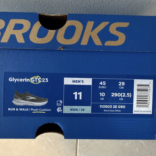 Brooks Glycerin GTS 23 men's running shoes size 45, black