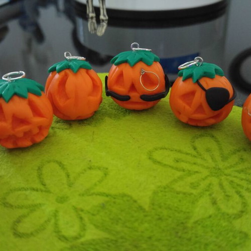 Jack o' Lantern polymer clay charms new