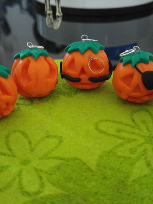 Jack o' Lantern polymer clay charms new
