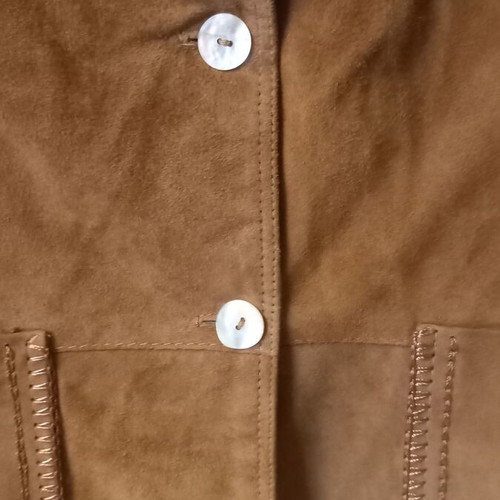 Suede jacket used, 100% leather, brown, size M