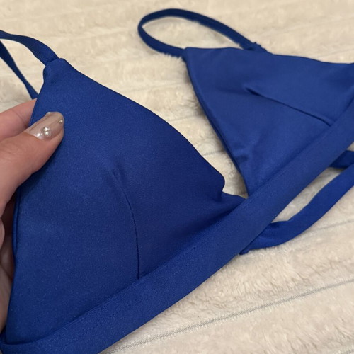 Swimwear top satin texture blue size M/L like new by Olympic Stores