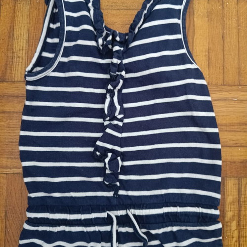 Orchestra cotton playsuit used, blue with white stripes, 3 years