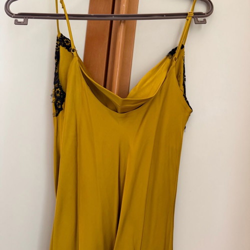 Maxi satin lace slip dress Twinset like new, yellow
