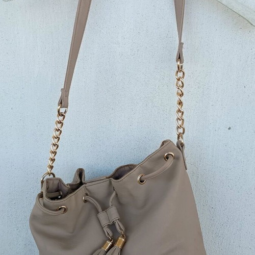 Atmosphere shoulder bag used, beige, synthetic leather