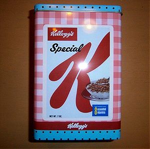 Kellogg's Corn Flakes αυθεντικό συλλεκτικό μεταλλικό κουτί αποθήκευσης δημητριακών με vintage look Kelloggs Ροζ