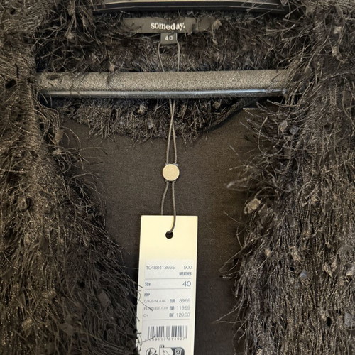 Someday Black Statement Jacket with Feather Texture New