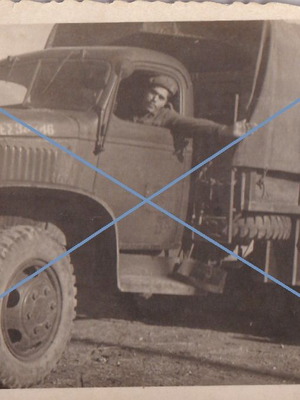 Soldier driver of military truck used photo 5.5x8.5 cm