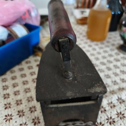 Charcoal Iron used with Wooden Handle, Vintage Cast Iron