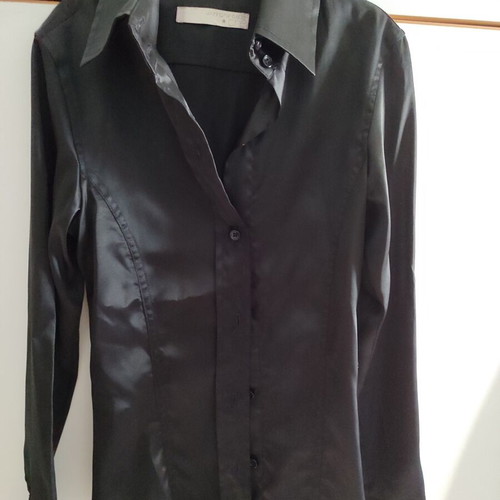Zara women's shirt satin finish like new, black, slim fit