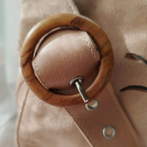 Shoulder bag made of genuine suede like new, hand painted