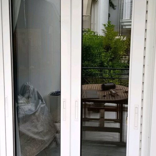 Aluminum Sliding Balcony Door double leaf used, 235x124 cm, white