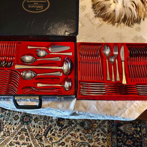 Solingen cutlery set, stainless steel, two-tone gold and silver