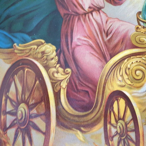 Prophet Elias Lithograph used, old, on chariot
